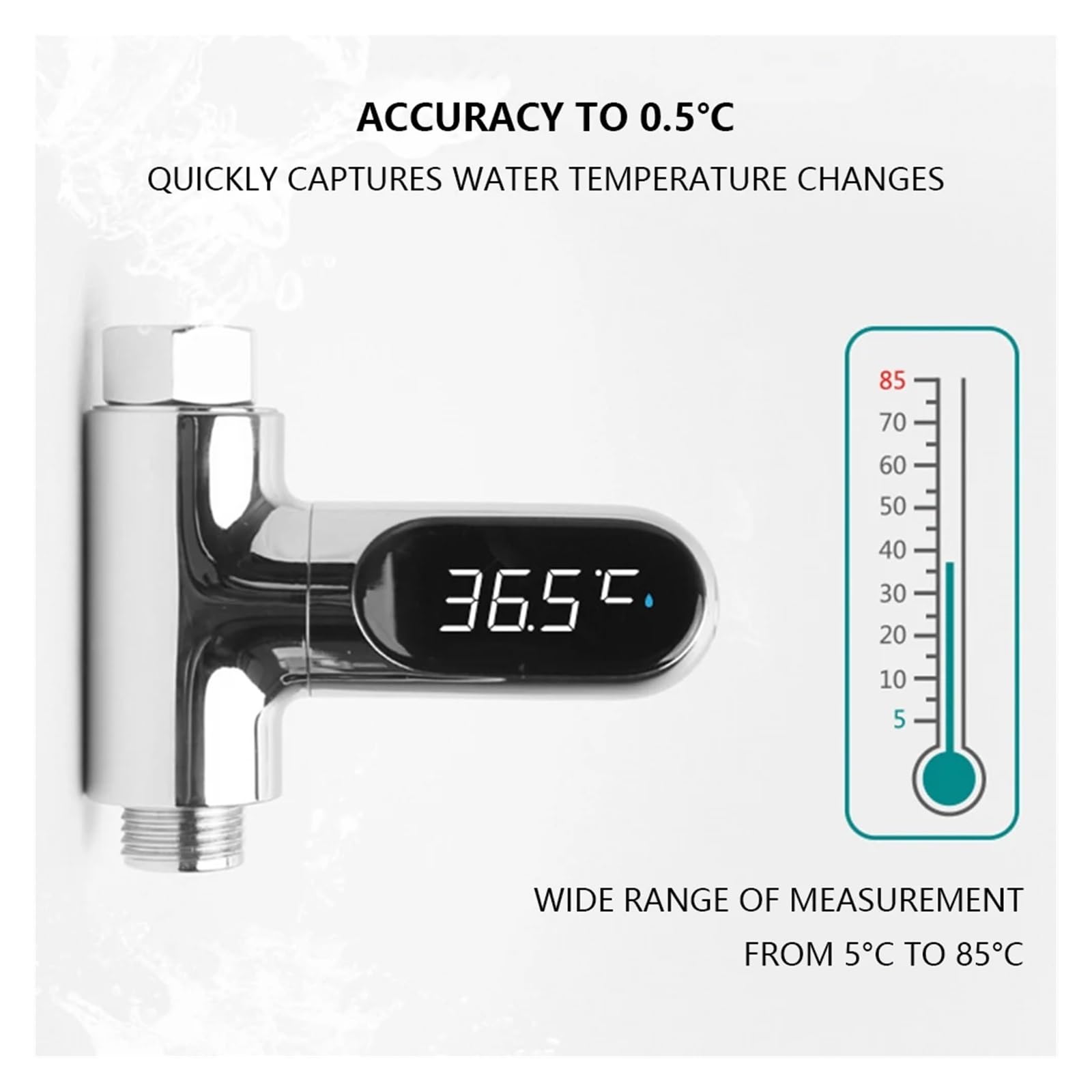 Miernik temperatury prysznica 2 szt. Wyświetlacz LED Termometr prysznicowy do wody Samogenerujący się prąd Monitorowanie temperatury Pielęgnacja dziecka Inteligentny miernik Do domu i kąpieli