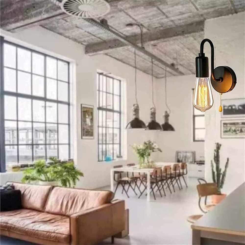 Kinkiet Wewnętrzny Z Przełącznikiem, Loft Metal Retro Kinkiety Przemysłowe E27 Kinkiety Ścienne Mosiężna Głowica Lampa Ścienna, Światło Led, Kawa