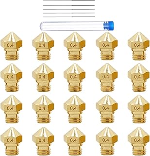 3DMAN 20 pcs MK10 Nozzles M7 0.4mm Brass + 5 pcs 0.4mm Cleaning Needles for 1.75mm Filament