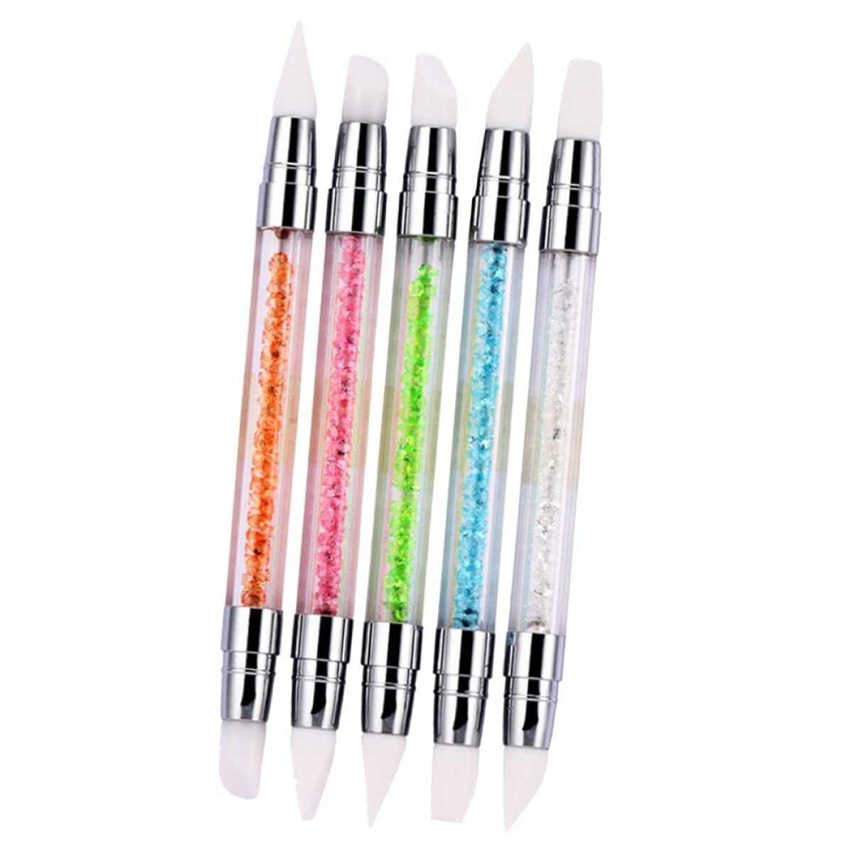 FRCOLOR 15pezzi Pennello Per Nail Art Con Diamante e Testa Doppia Strumenti Manicure Silicone Per Disegno Unghie Per Artisti Del e Appassionati Di Nail Art