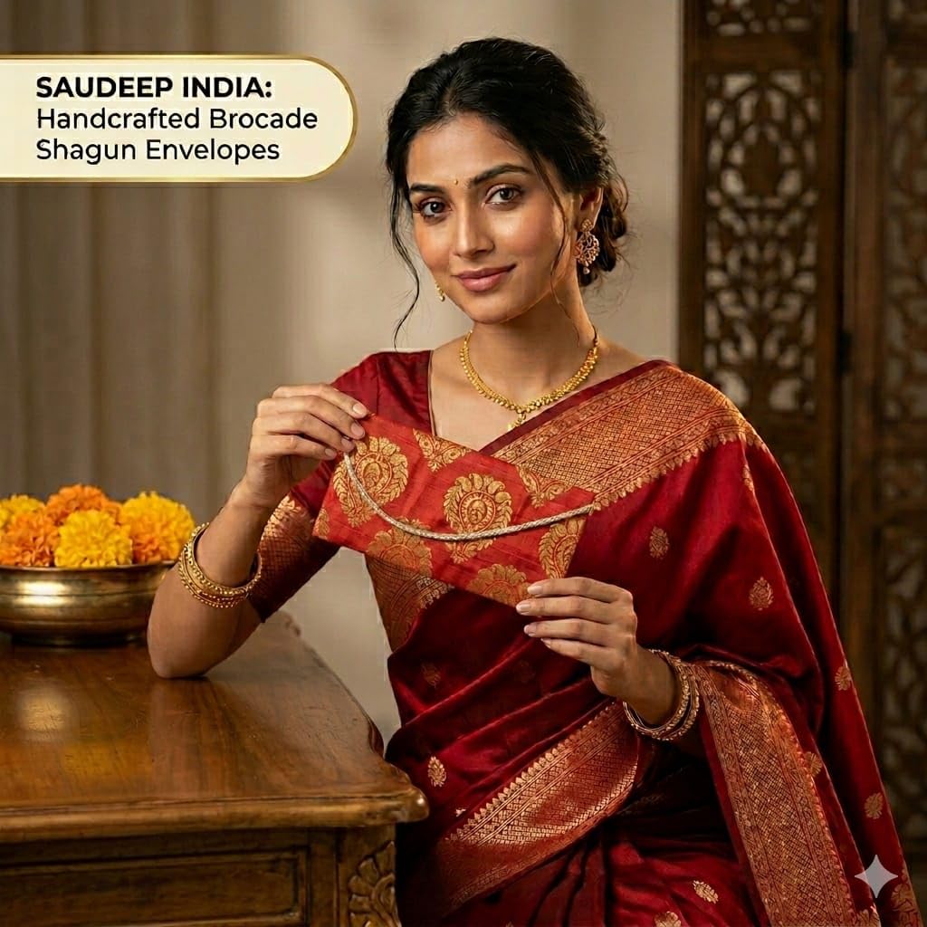 Saudeep India Koperty upominkowe z nadrukiem na pieniądze z surowego jedwabiu premium na ślub, ślub, urodziny, wiele kolorów, 50 szt