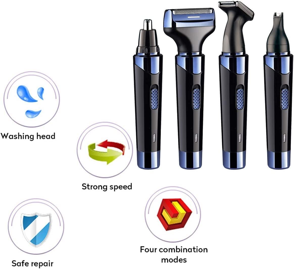 ARTSZY Rasoliera Multifunzione 4 in 1 Trimmer Elettrico Set da Uomo Naso peli smerata Kit di Rasoio for Barba