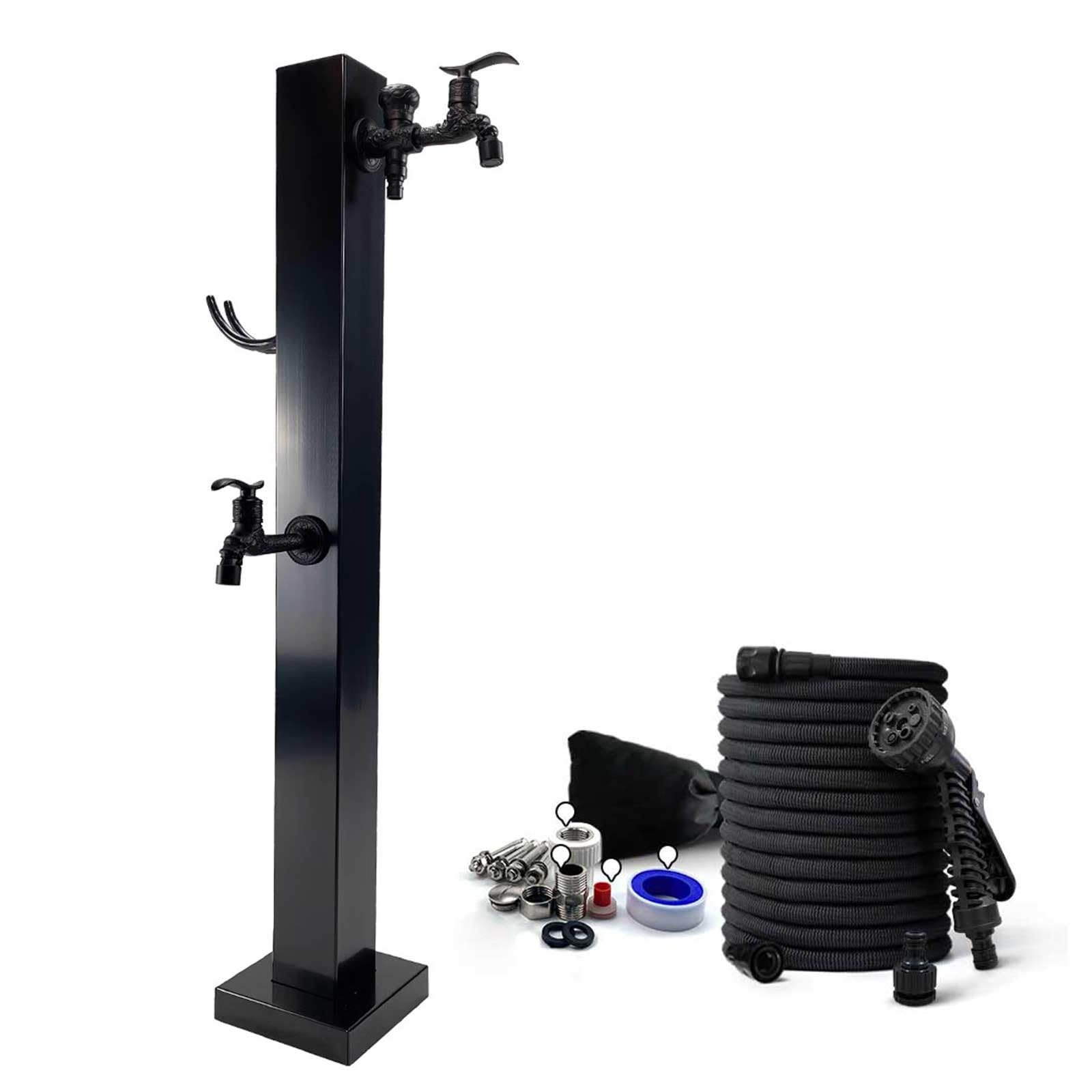 BHGFYXBS Gold Stainless Steel Outdoor Garden Water Column With Tap, Universal Water Inlet For Backyard Irrigation, Farm & Ranch Washing System,Black