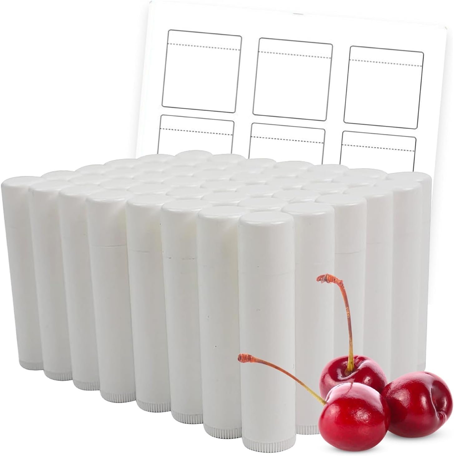 Nature's Bees DIY Lip Balm Kit, Natural Cherry Flavor, Includes 48 Blank Lip Balm Tubes with 60 Labels, Made with Beeswax, Cocoa Butter, Coconut Oil, and Aloe, 0.15 oz Each