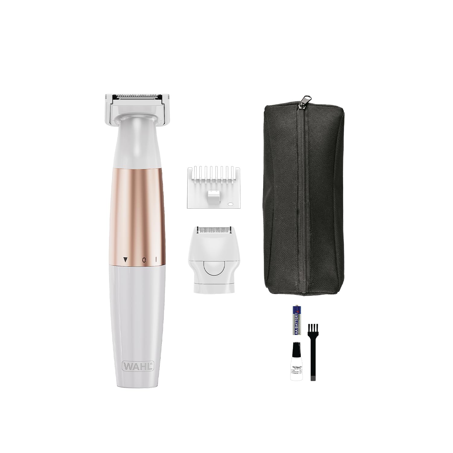 Wahl Ladies Trim And Shave Bikini Trimmer, Two Attachment Heads, Longer Hair Trimmer, Short Hair Shaver, Gentle & Safe Shaving, Battery Powered, Travel Sized, Discreet & Easy To Clean, Washable Blades