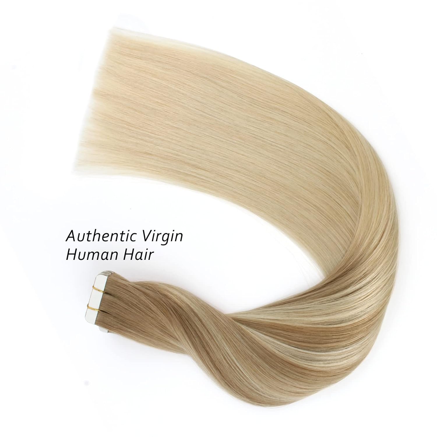 Lovrio 22" 20pcs 50g Tape in Hair Extensions Balayage Color Light Brown Fading to Platinum Blonde, Invisible Seamless Double Side Real Remy Human Hair 20 Pieces