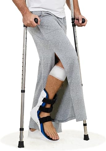 Tear Away Pants for Men Side Slit Snap Sweatpants Loose Fit Post Surgery Casual Adaptive Clothing with Pockets