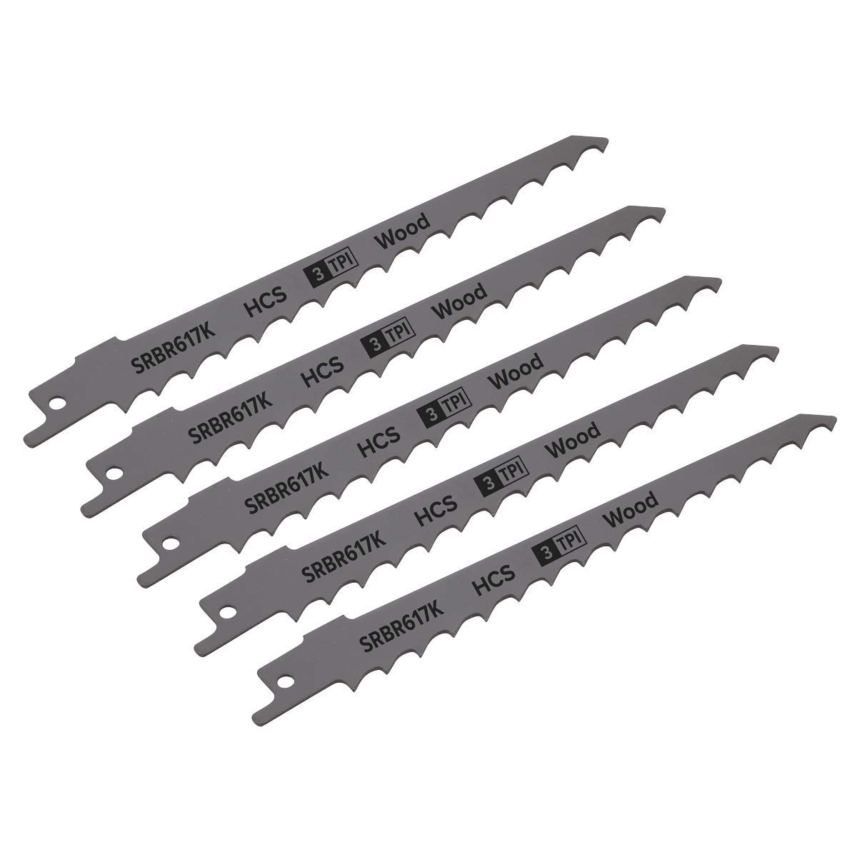 Sealey SRBR617K 150mm 3tpi Reciprocating Saw Blade Pruning & Coarse Wood - Pack of 5