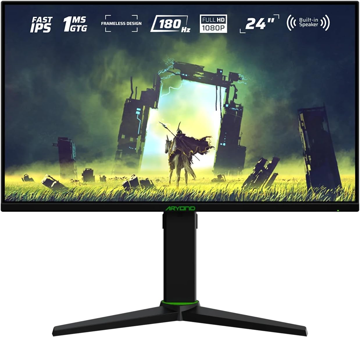 Aryond A24 V2 Gaming Monitor | 24 Inch 180Hz FHD (1920×1080) Display | 1ms Response Time | HDR 10| FreeSync – G-Sync | HDMI Connection