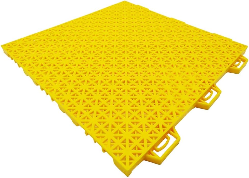25CM Modular Interlocking Floor Tiles Sports Floor, Kindergarten Amusement Park School Playground Gymnasium Color Splicing Waterproof Floor,Green,16PCS,Yellow-16PCS