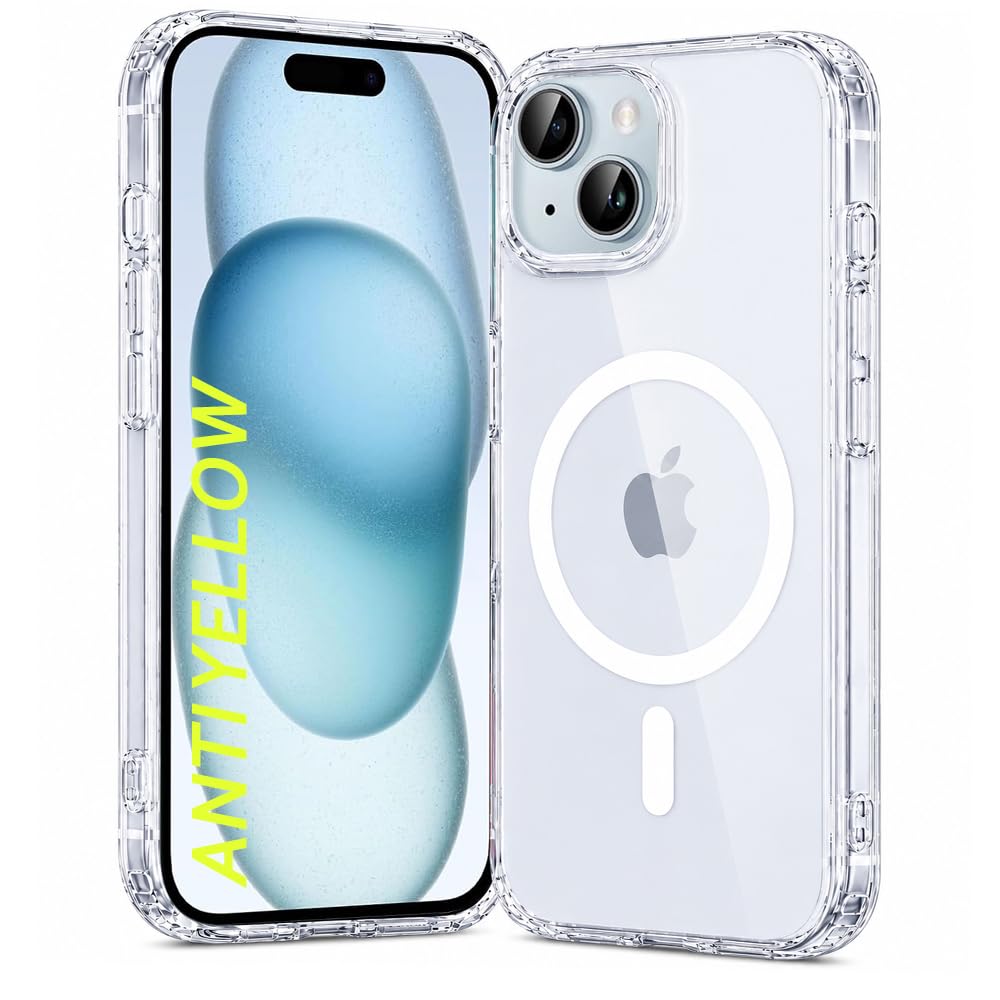 DIZORO Crystal Clear Magnetic Magsafe Compatible with iPhone 15 Case with Anti-Yellow Anti-Scratch Shockproof Transparent Cover-image-1