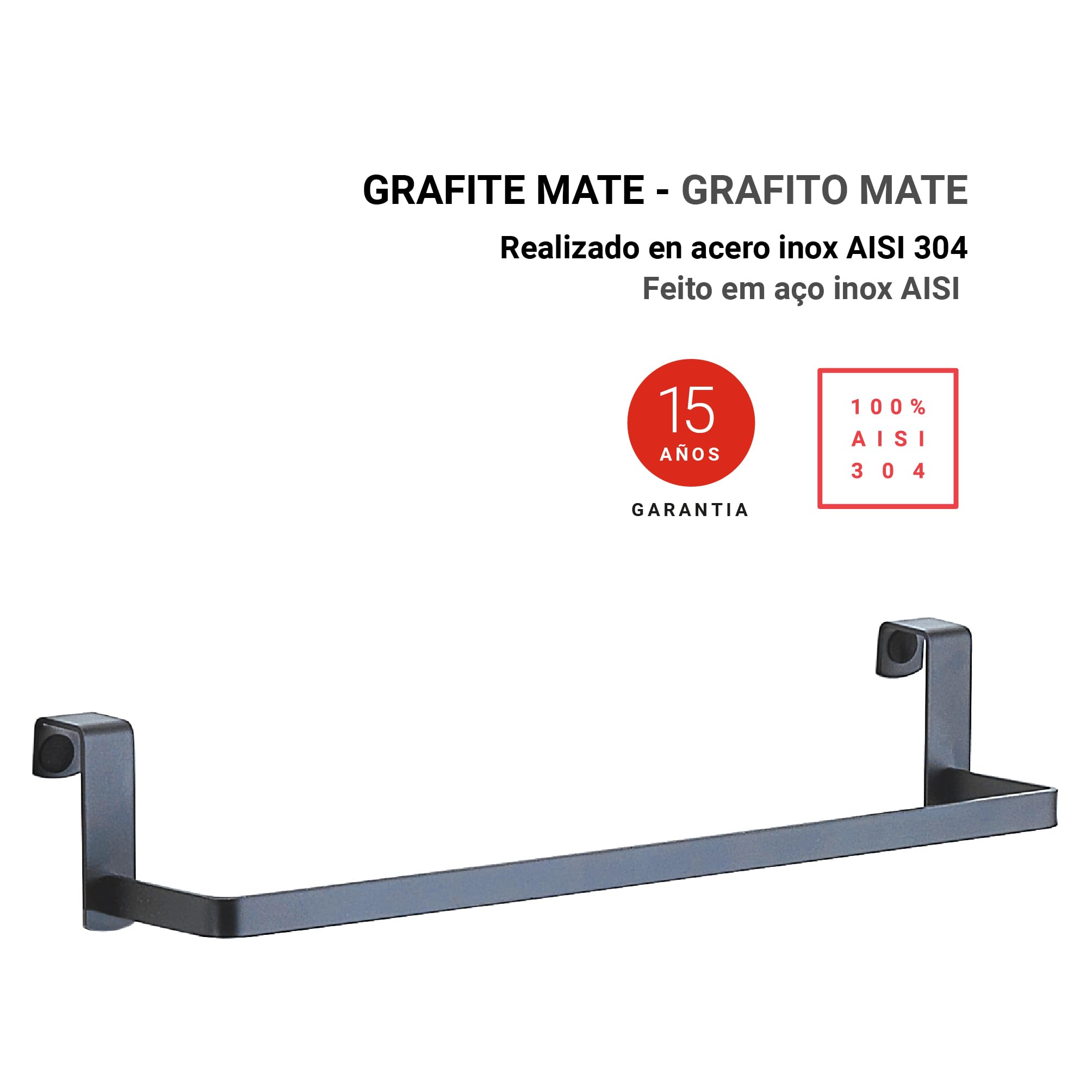Gun Metal Hanging Towel Rack, Gunmetal, 37x8,5x6,5 cm - Image 2