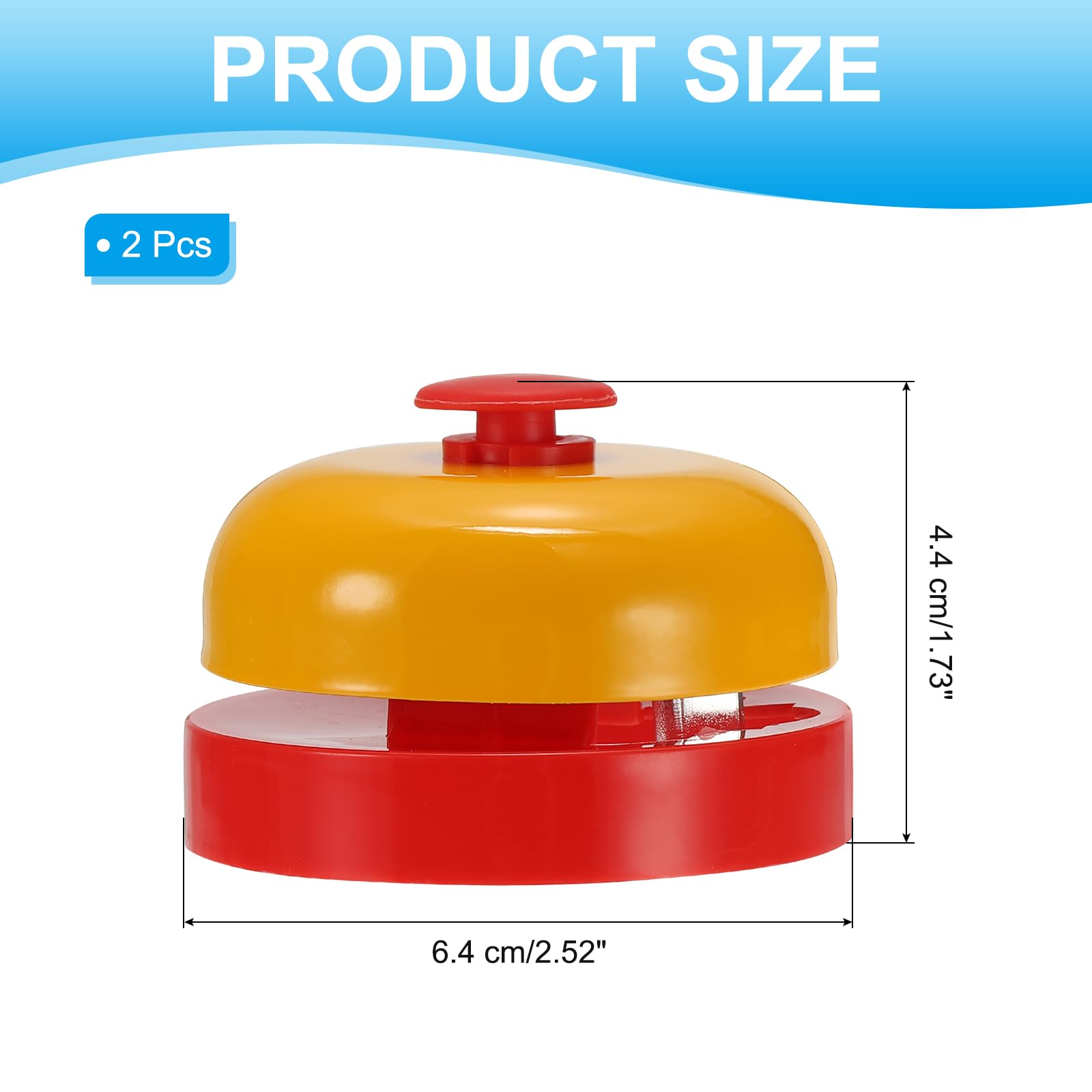 PATIKIL Desk Call Bell 2.5" Diameter,2 Pcs Dinner Desk Front Bell for Service with Metal Anti-Rust Construction for Hotel Restaurant Reception Areas Office Warehouse - Image 2