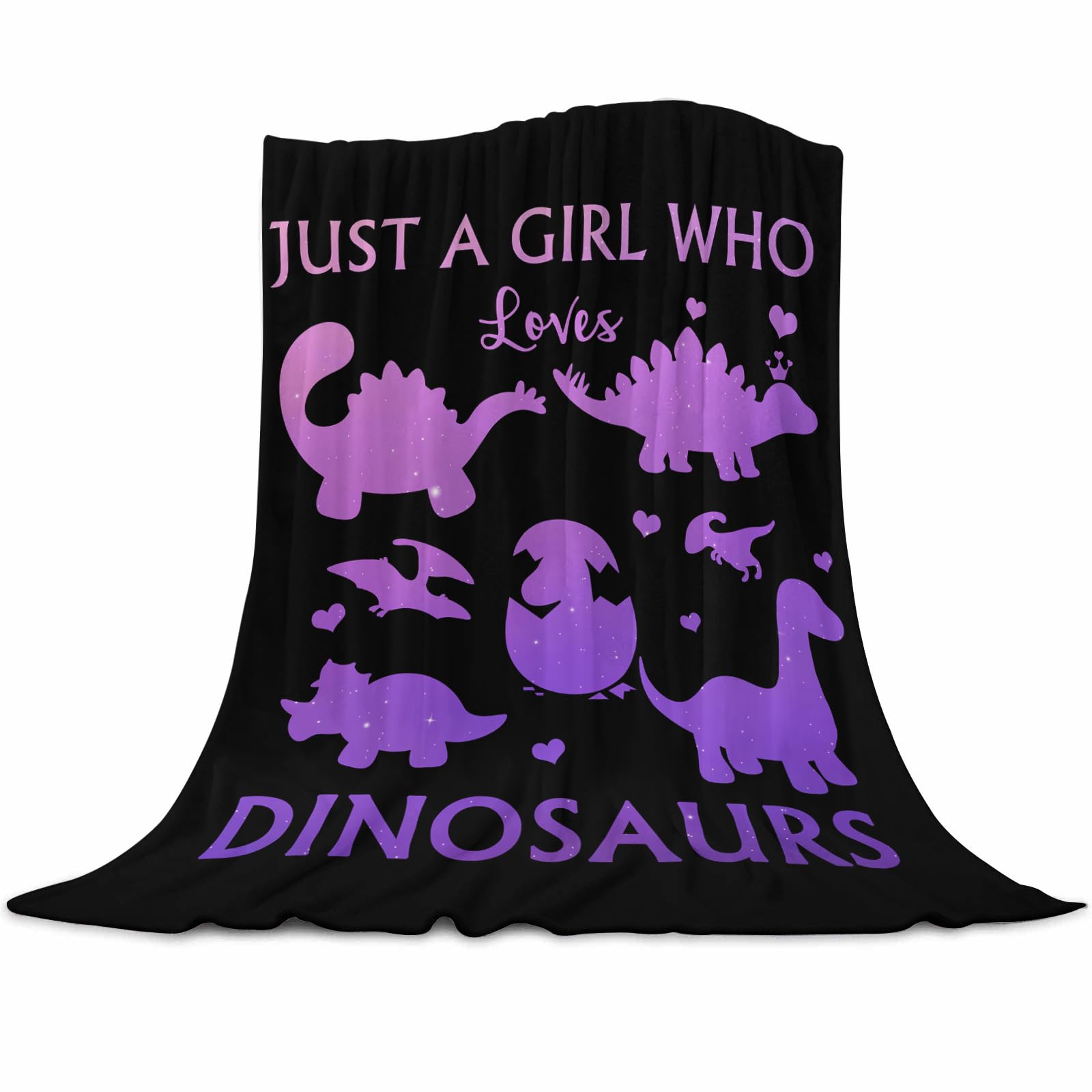 Qucarder Dinosaur Blanket Just a Girl Who Loves Dinosaurs Soft Throw Blanket Dino Comfy Sheet Dinosaurs Lovers Gifts Lightweight Flannel Blankets for Couch Chair for Women Girls Kids 100x130cm