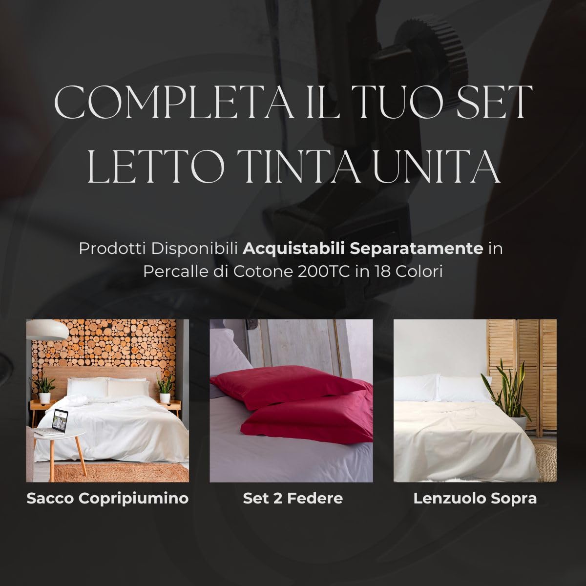 Lenzuolo Sotto Percalle Cotone 200TC - Matrimoniale 180x200+35, Grigio Perla, Made In Italy - Foto 10