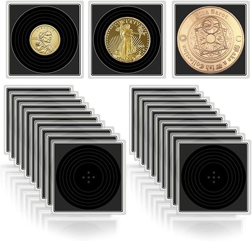 20 unidades de soporte cuadrado transparente para monedas de dólar de plata, 5 tamaños ajustables para colección de monedas, monedas American Silver
