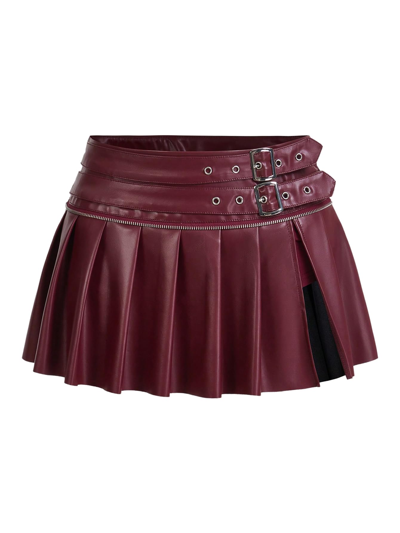 MakeMeChic Pleated Leather Skirt