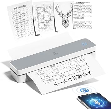 Printer Compact Smartphone Printer Mobile Printer Portable/No Ink Required A4 Compatible Bluetooth Connection Compatible Smartphone/PC Connection 300 DPI High Definition Economy Continuous