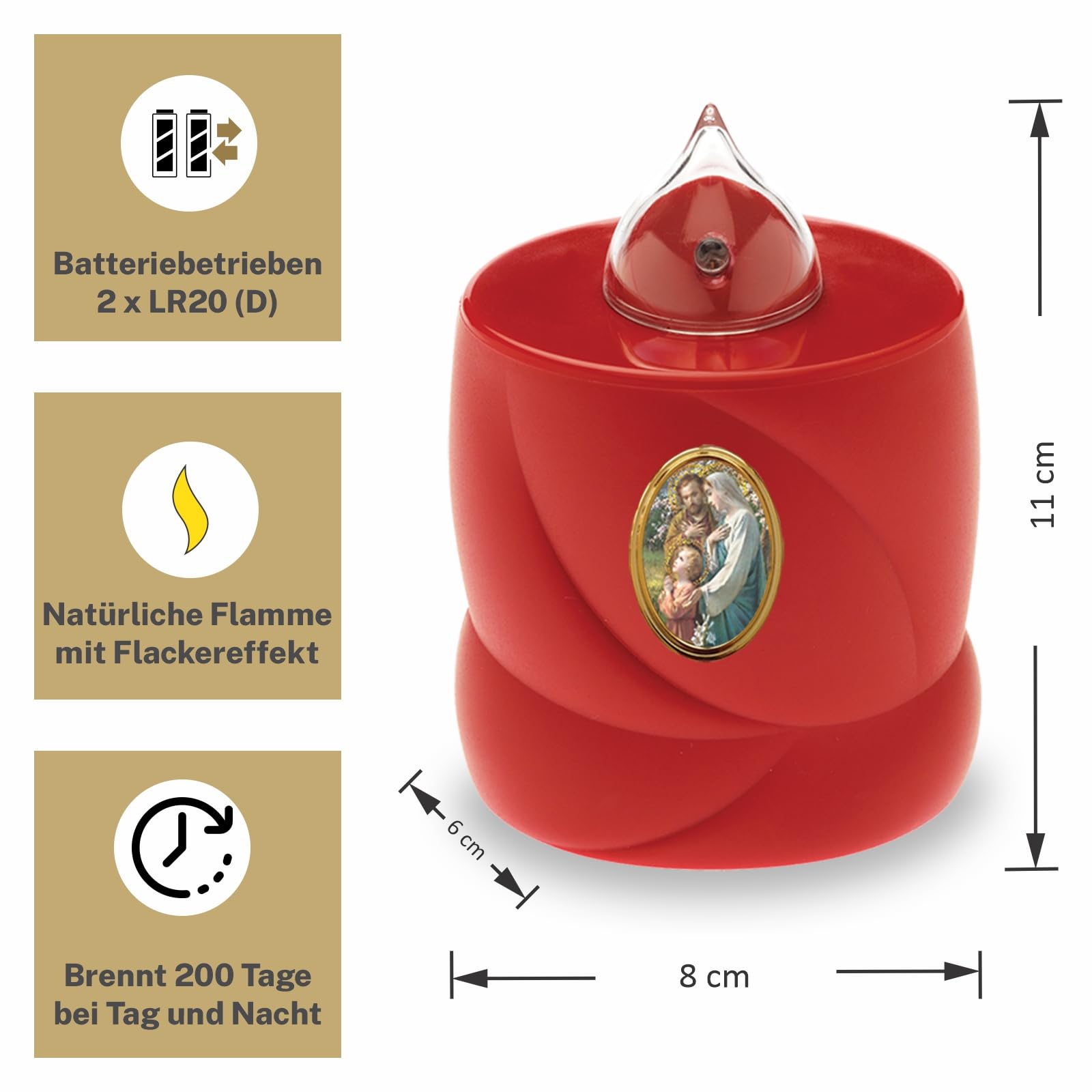 AROBA LED Grave Candle Mourning Light, Flickering Effect Like Real Candle, Long Burning Time up to 200 Days - Image 2