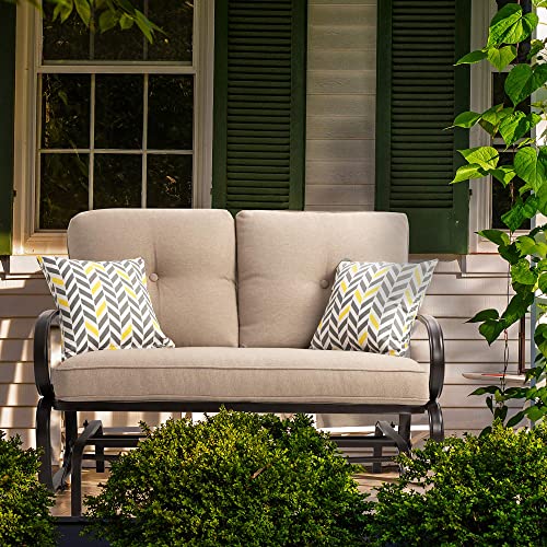 JY QAQA Outdoor Patio Metal Swing Glider Rocking Bench,Garden Loveseat