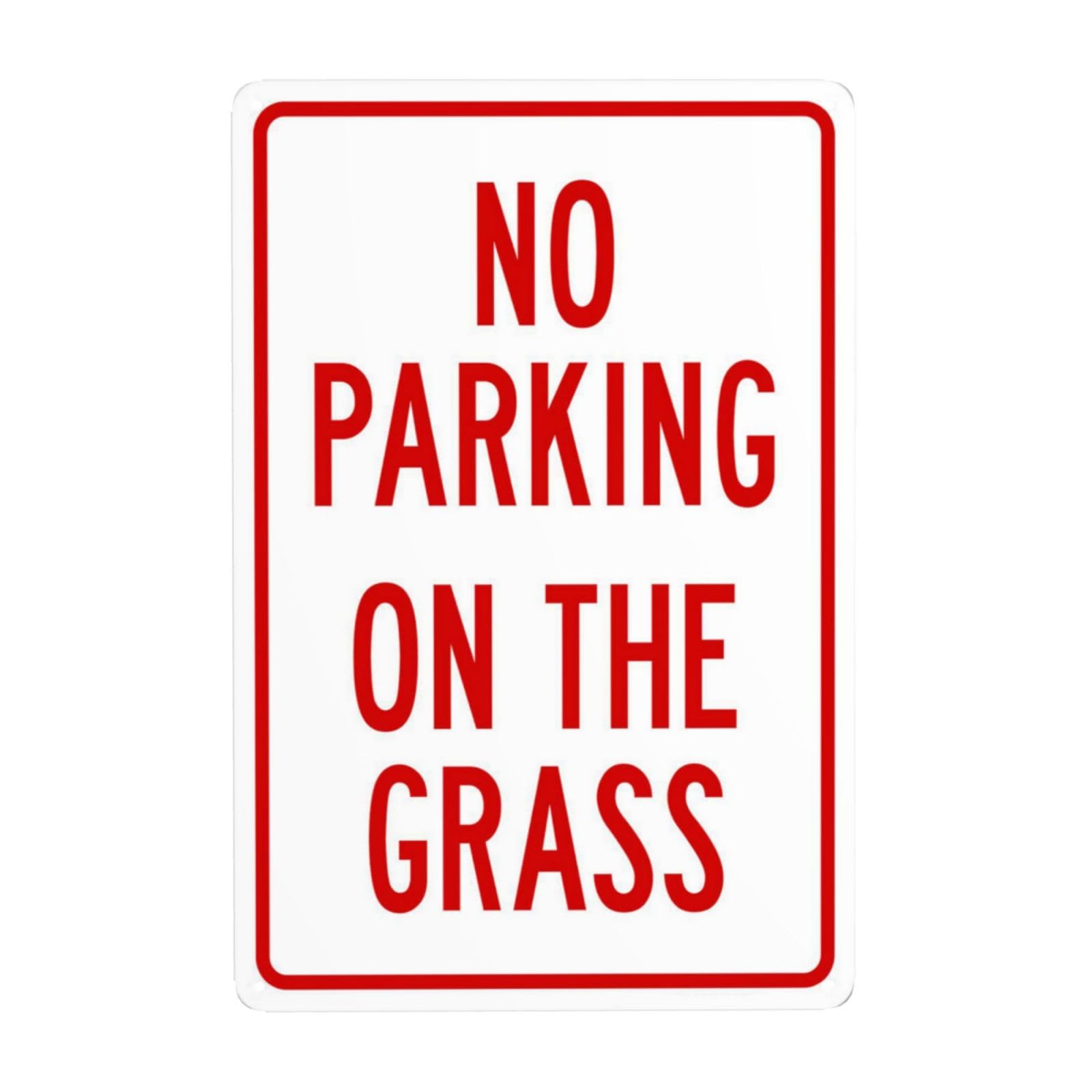 SMAZDFXX No Parking On The Grass Metal Warning Sign, Cautions Security Tin Sign, Safety Posted Signs for Street Business Wall Decor 8"x12"