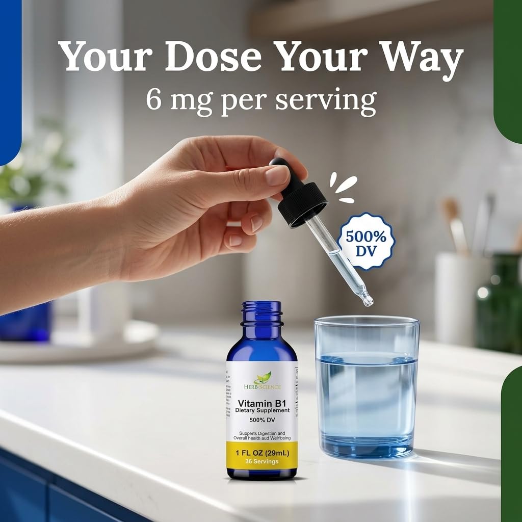 Vitamin B1 Liquid Drops, Thiamine, Alcohol-Free, 1 Oz — Amazon image 3
