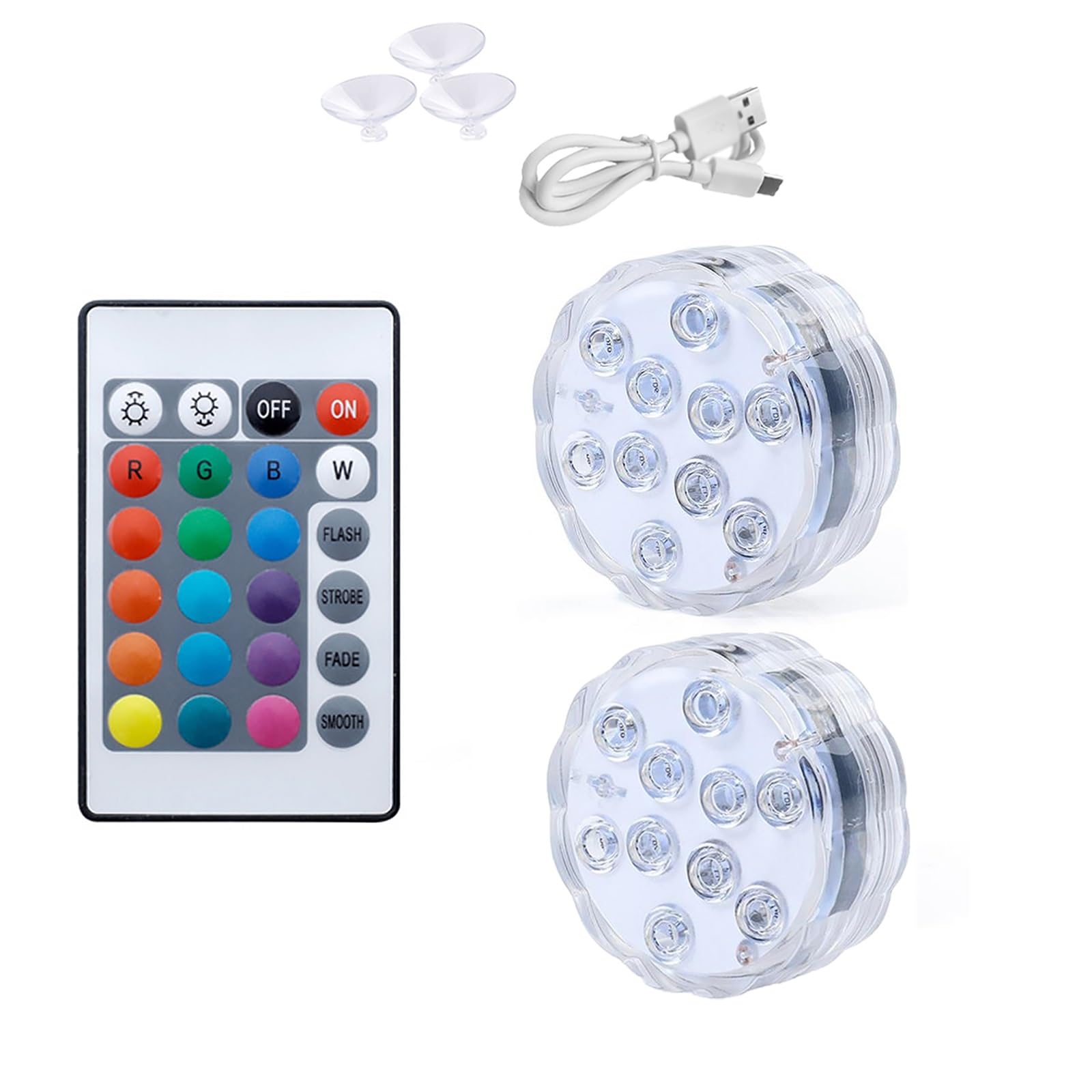 4PCS Submersible LED Light with Remote Control, Charging Waterproof Tea Flameless Lamp,RGB Colour Changing Aquarium Puck Bath Pond Party Decor(2pack)
