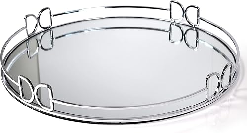 Miniatura 23 de Bandeja de tocador de cristal decorativa con espejo, bandejas de perfume para maquillaje, almacenamiento de cosméticos, organizador de Bandeja