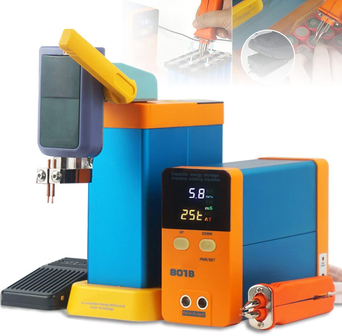 Battery Spot Welder Machine 801B 11.6 KW Battery Spot Welder, Mini Portable Precision Pulse Battery Welding Equipment for 18650, 21700 Lithium Battery Pack Building,