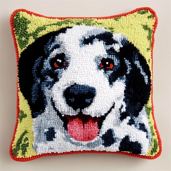 Kit coussin point noué chien dalmatien AxiangziK 43x43 cm pour taie d'oreiller DIY