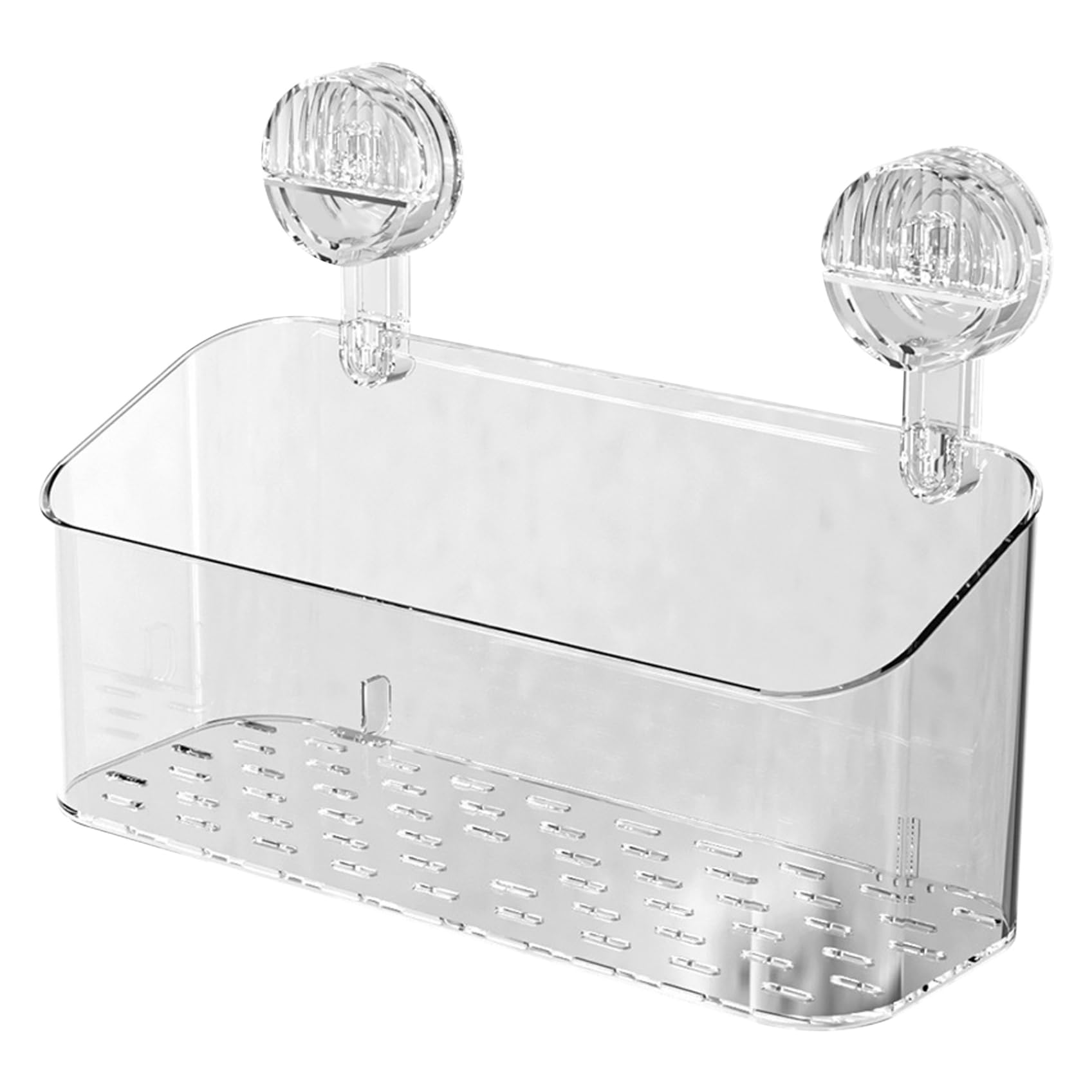 Vervevum Suction Cup Shower Caddy Punch-Free Clear Bathroom Shower Organizer Removable Strong Suction Shelves Storage Basket Hold up to 10kg Toiletries, Organizer