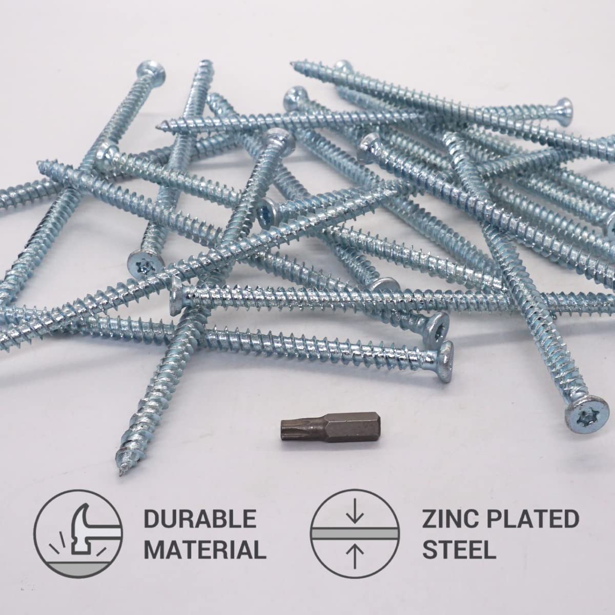 SKIR'CO (10 pcs) Zinc Plated 7.5 x 152 mm Concrete Screws, Countersunk Head, Masonry Screws, Frame Fixing Screw - Image 3