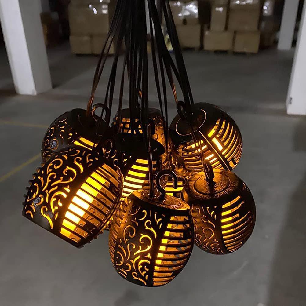 ZJchao Guirlande lumineuse solaire à LED, Guirlande Lumineuse Suspendue Rétro Sûre avec Lueur Douce Lampe Féerique à Boule de Flamme à énergie Solaire pour Jardin Terrasse Balcon Mariage Noël