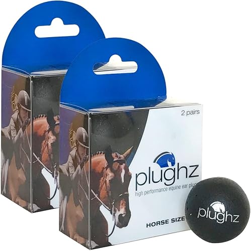 Plughz Tapones para orejas de caballo, lisos, negros, 4 pares