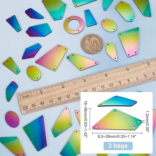 Miniatura 2 de PH PandaHall 40 piezas de diamantes de imitación de espejo para coser, irregulares, espejos acrílicos, azulejos de espejo coloridos, cuentas sueltas