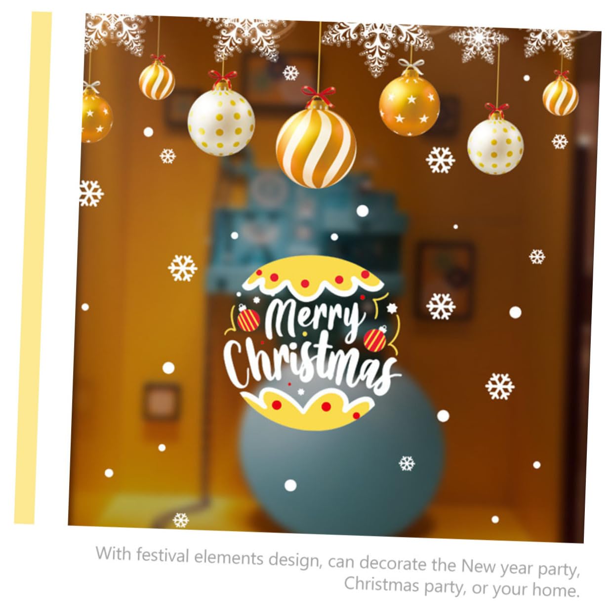 PRETYZOOM 4 Hojas Pegatinas estáticas navideñas calcomanías de ventana de de nieve ventana de invierno se aferra christmas window stickers decoração decoración de oro