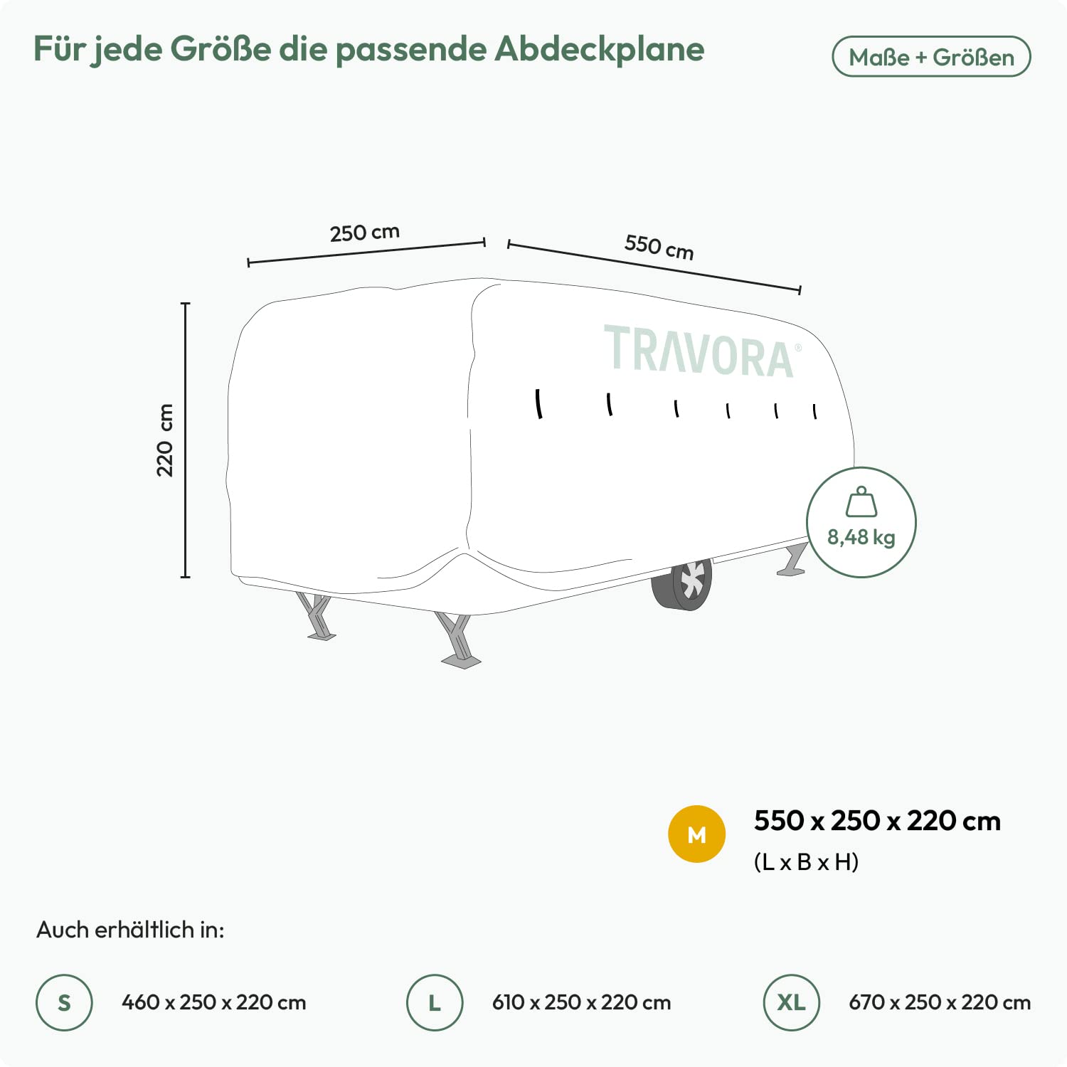 Plane für Wohnwagen - Hochwertige Wohnwagen Garage - Wohnwagen Schutzdach schützt vor Staub und Nässe - Wohnmobil Abdeckplane in vielen Größen
