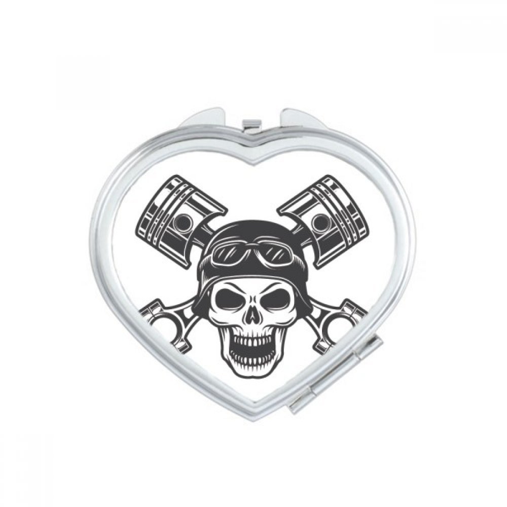 Miroir de poche motif moto squelette idéal pour retouches maquillage en voyage