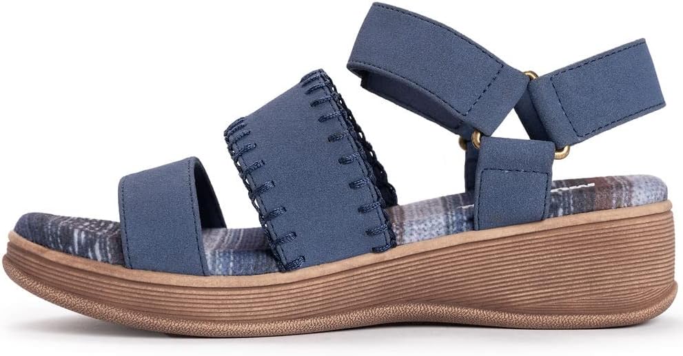 MUK LUKS Women's City Soul Sandals, Dusty Blue, 8.5