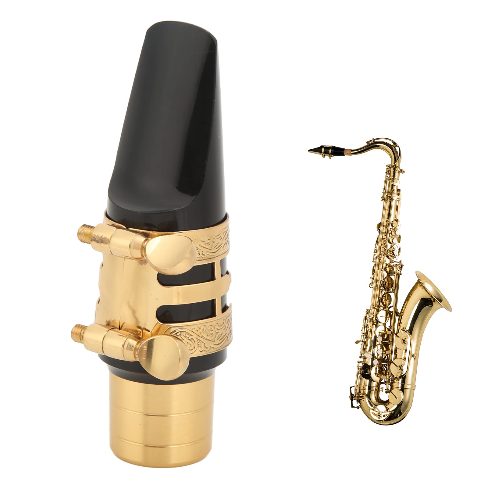Kit de boquilla para saxofón alto , equilibrado tono focalizado transparente , kit de boquilla de saxo alto con ligadura de tapa para instrumento de viento de madera