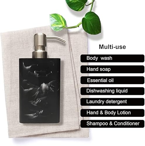 Miniatura 5 de Dispensador de jabón, 15 onzas con bomba de níquel cepillado, dispensador de jabón decorativo cuadrado líquido recargable para jabón de manos,