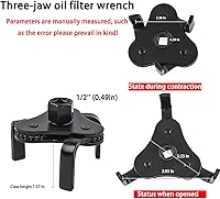 Vista 2 de AUCELI Llave universal para filtro de aceite, herramienta de extracción de filtro de aceite ajustable de 3 mandíbulas, rango de 2 pulgadas a 4-1/4