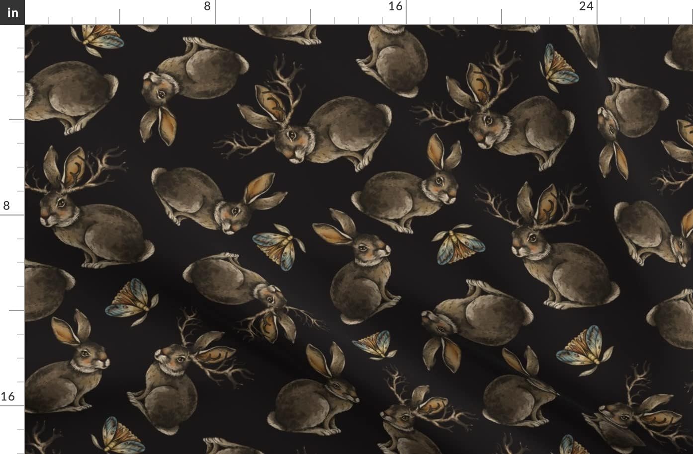Spoonflower Fabric - Vintage Rabbit Vintage Witchcraft Nature Forest Bunny Mushrooms Printed on Organic Cotton Sateen Fabric by The Yard - Sewing Quilting Apparel Home Decor