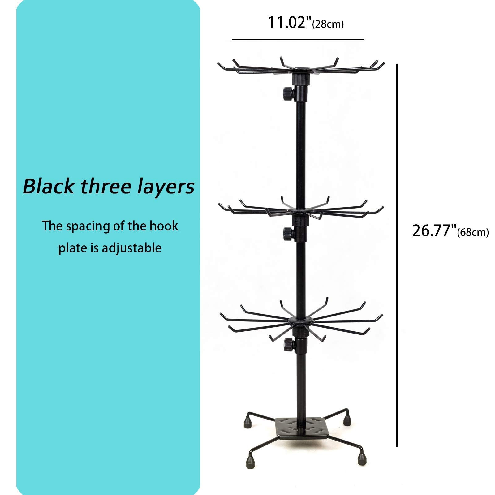 Heavy Duty 3-Tier Spinning Display Stand - Adjustable Height Countertop Organizer