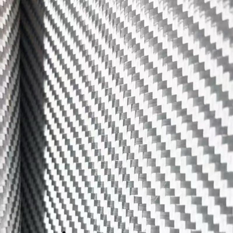 3K 240gsm Bright Silver Plated Glass Fiber Fabric 2x2 Twill 1m Width Commercial Grade for Car Modification (Silvery, 40‘’Wide x 20‘’)