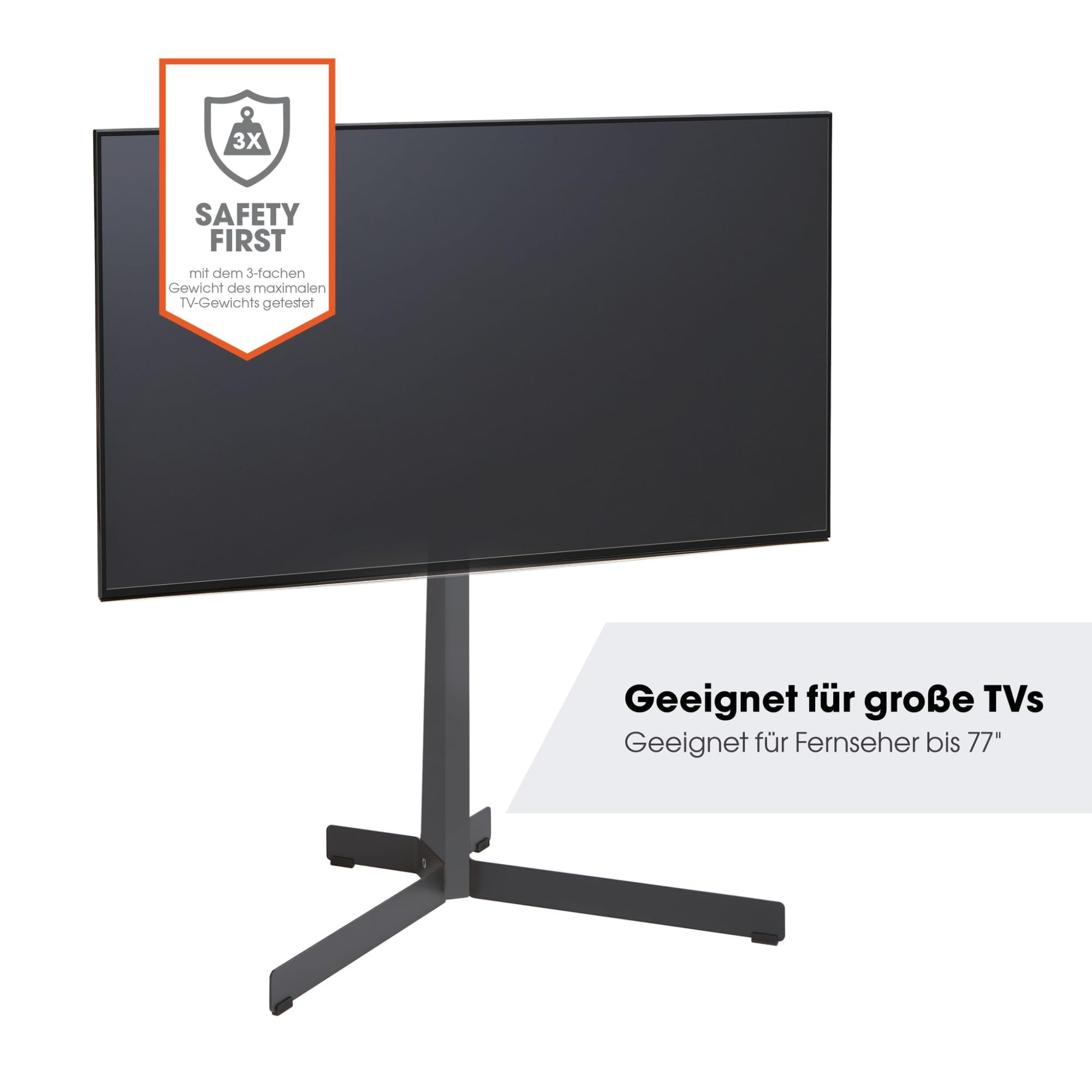 Vogel's TVS 3690 TV-Ständer für 40–77 Zoll – Schwarzer Stahl | Maximale Stabilität Dank TÜV-Geprüftem Standfuß, Höhenverstellbar, Mit Kabelmanagement, Max VESA 600x400, Schwenkbar bis 90°