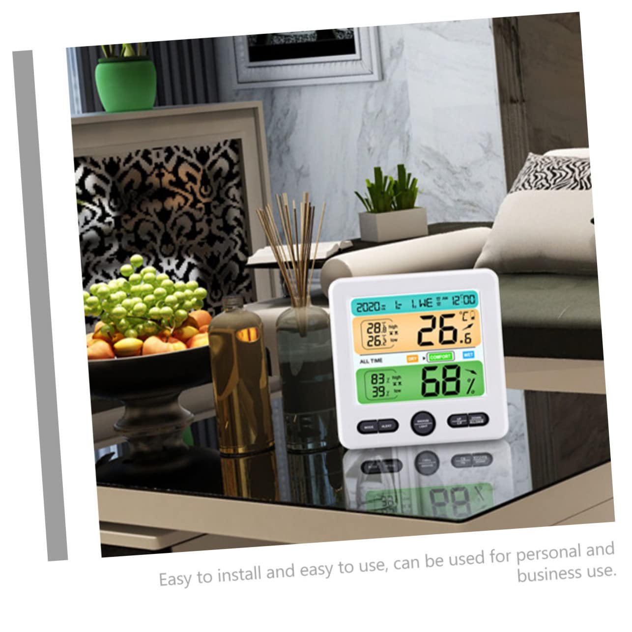 1set Igrometro Digitale Con Termometro e Orologio Monitor Di Temperatura e Umidità Da Display e Facile Da Leggere Per Casa Ufficio e Spazi Pubblici