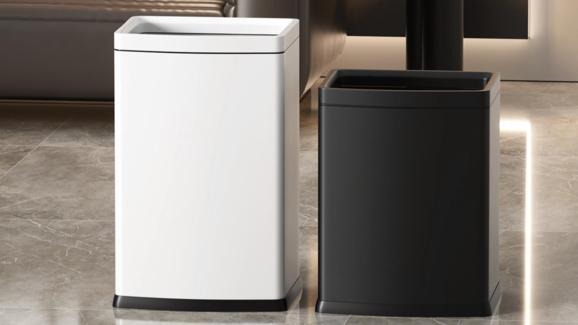 Image of 4.7 Gallon /18L Black Trash Can,Commercial Metal Trash Bin, Large Capacity Garbage Can, Business Waste Basket, for Desk, Office,Kitchen, Hotel, Home(18L Black)
