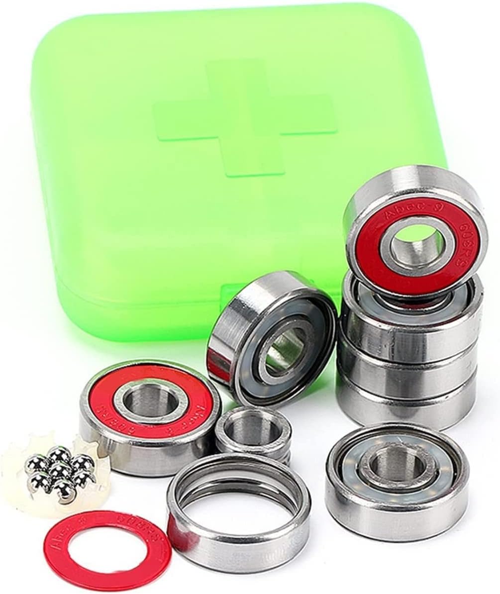 Bearings 8pcs High Speed Skate Bearing 608 Hand Spiner Bearing Red Skateboard Bearing Inline Roller Skate Longboard Bearing(8pcs Abec7 2 Seals)
