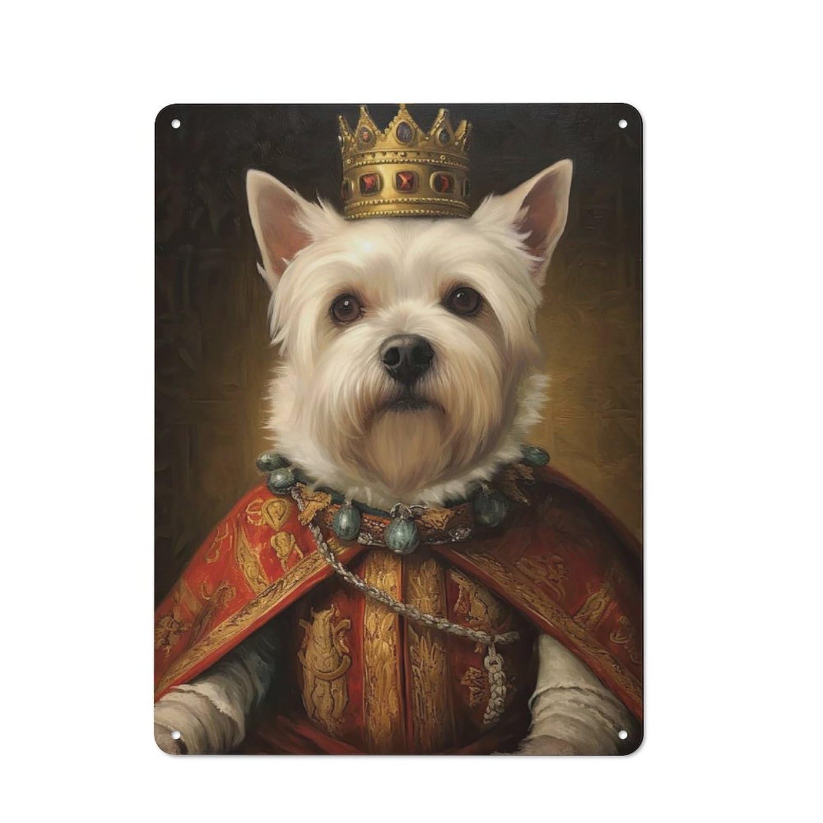 Westie The King Cottage Metal Wall Decor 40x30cm, Shed Metal Sign for Conservatory, Home Bar Or Utility Room